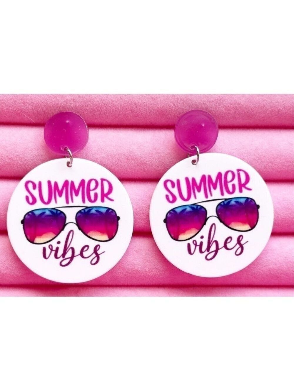 Summer Vibes Acrylic Round Earrings NWT